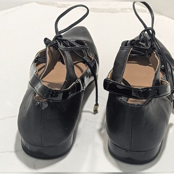 Calvin Klein Women Evalyn Ballet Flat pattern leather shiny pointy toe Black 7.5 - Picture 6 of 9